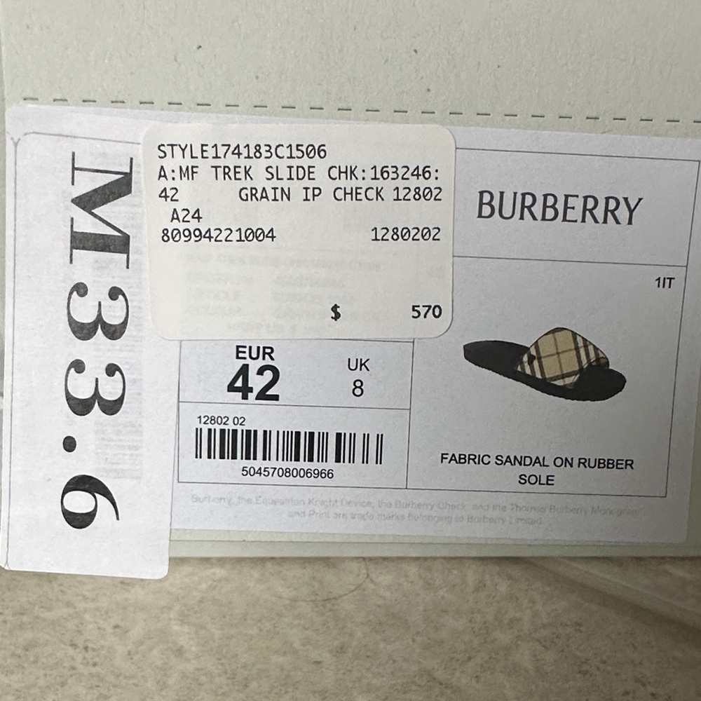 Burberry Check Slide Sandals in Black and Beige